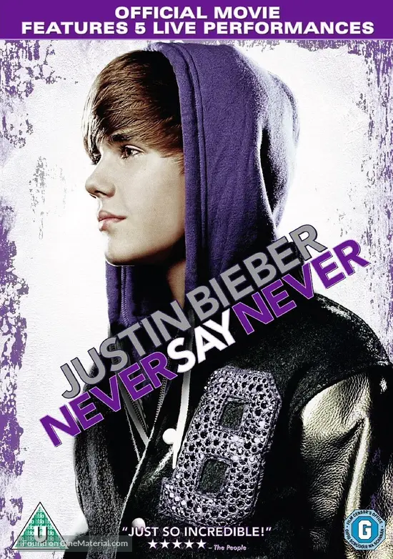 Justin Bieber: Never Say Never - British DVD movie cover