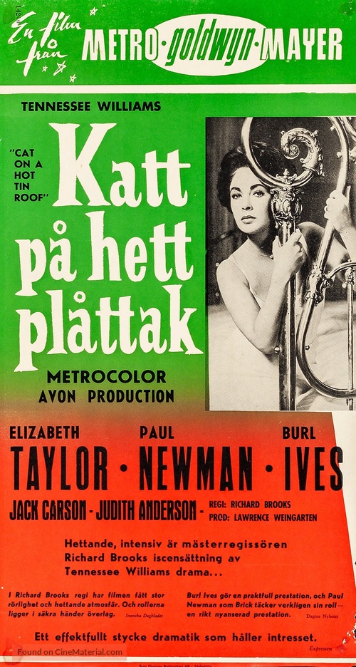 Cat on a Hot Tin Roof - Swedish Movie Poster