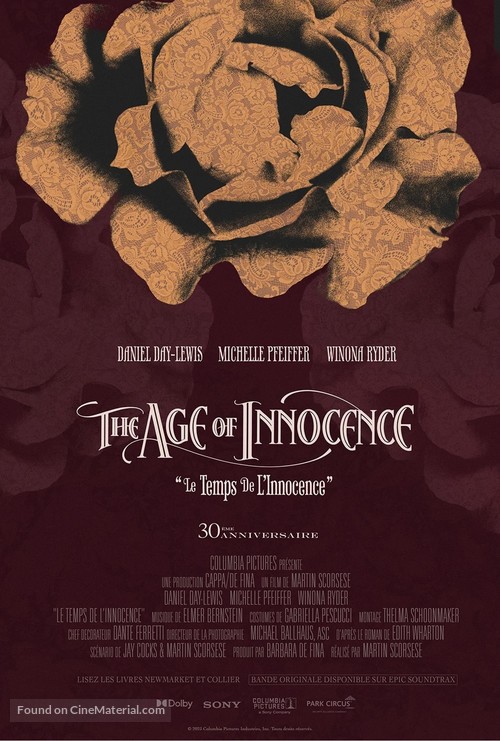 The Age of Innocence - French Re-release movie poster
