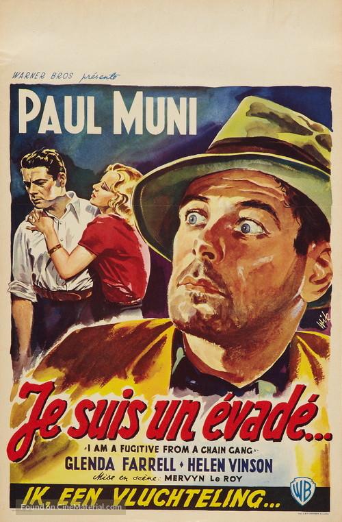 I Am a Fugitive from a Chain Gang - Belgian Re-release movie poster