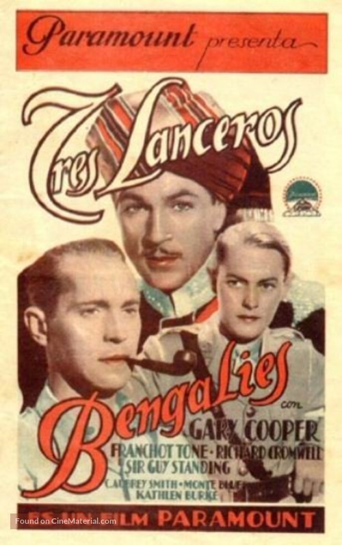 The Lives of a Bengal Lancer - Spanish Movie Poster