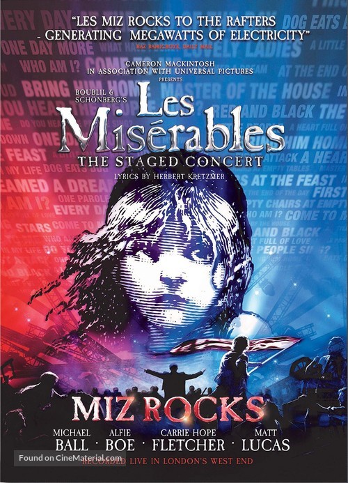 Les Mis&eacute;rables: The Staged Concert - British DVD movie cover