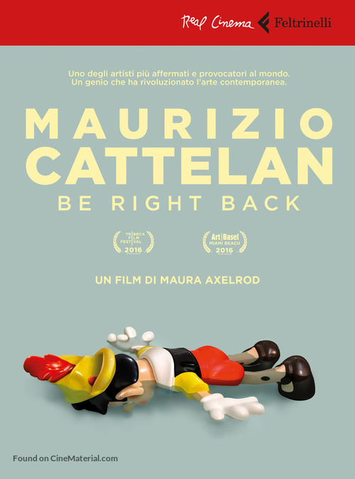 Maurizio Cattelan: Be Right Back - Italian DVD movie cover