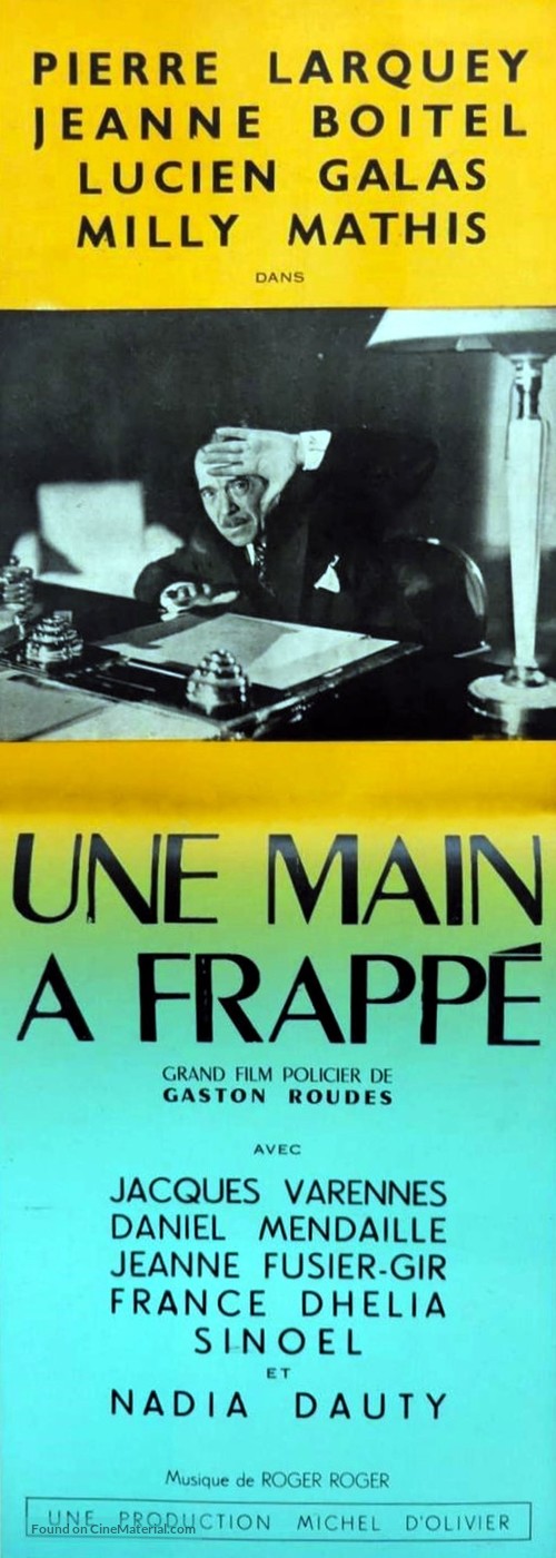 Une main a frapp&eacute; - French Movie Poster