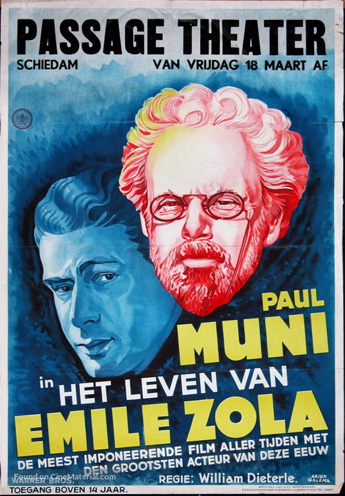 The Life of Emile Zola - Dutch Movie Poster