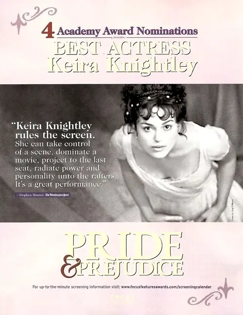 Pride &amp; Prejudice - For your consideration movie poster