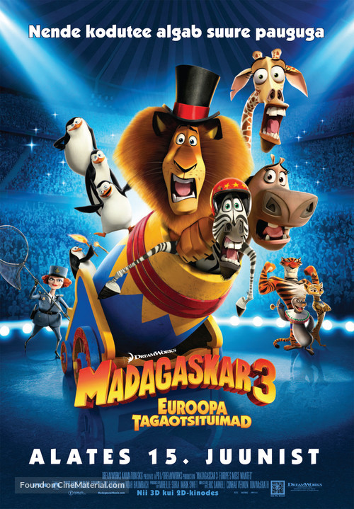 Madagascar 3: Europe&#039;s Most Wanted - Estonian Movie Poster
