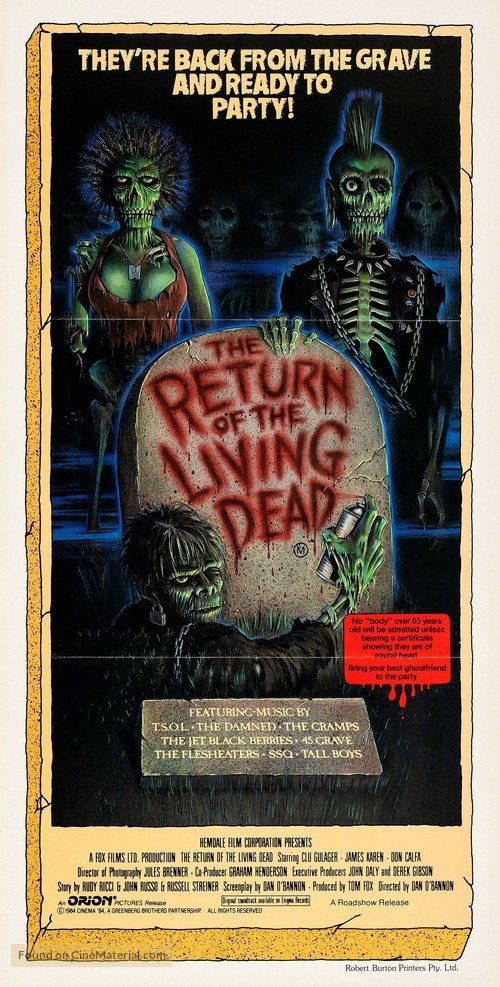 The Return of the Living Dead - Australian Movie Poster