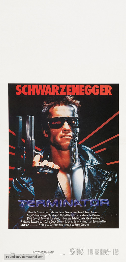 The Terminator - Italian Theatrical movie poster