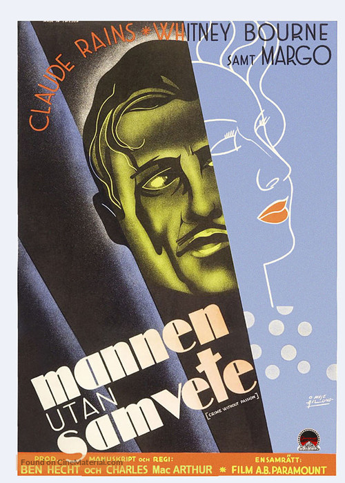 Crime Without Passion - Swedish Movie Poster