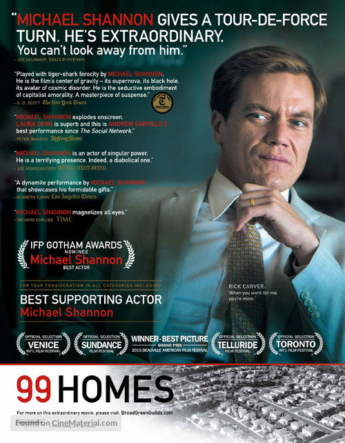 99 Homes - For your consideration movie poster