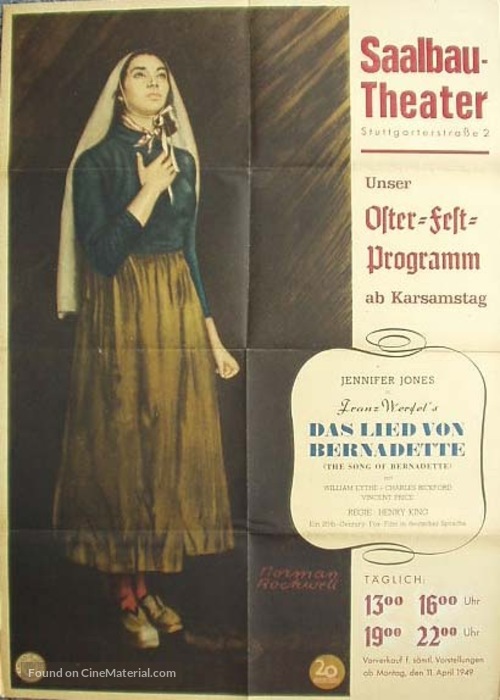 The Song of Bernadette - German Movie Poster