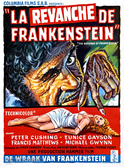 The Revenge of Frankenstein - Belgian Movie Poster