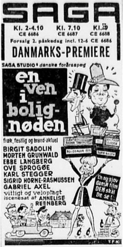 En ven i bolign&oslash;den - Danish Movie Poster