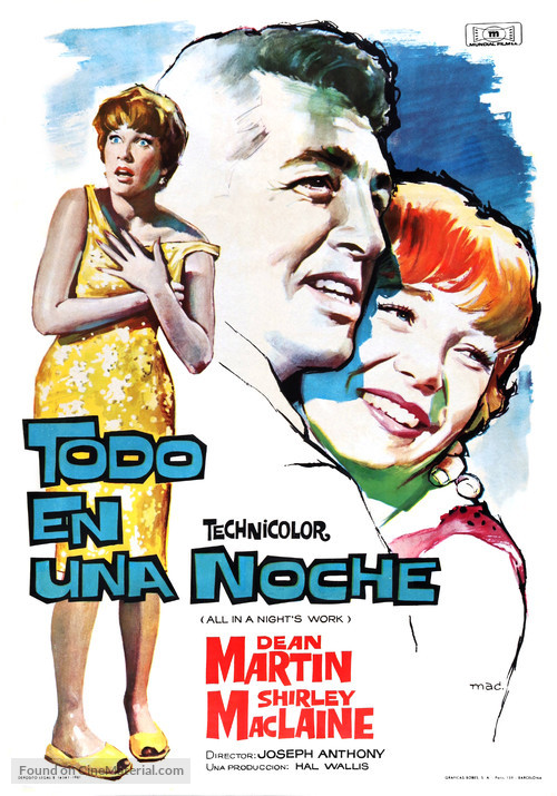 All in a Night&#039;s Work - Spanish Movie Poster