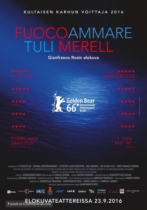 Fuocoammare - Finnish Movie Poster