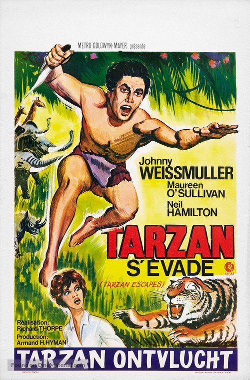Tarzan Escapes - Belgian Re-release movie poster
