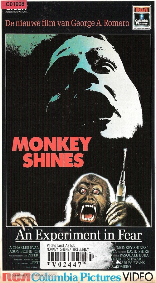 Monkey Shines - Dutch VHS movie cover