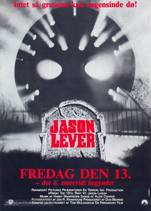 Friday the 13th Part VI: Jason Lives - Danish Movie Poster