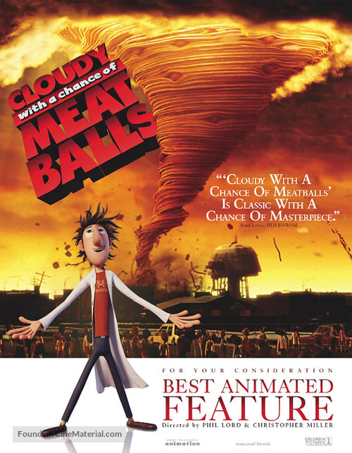 Cloudy with a Chance of Meatballs - For your consideration movie poster