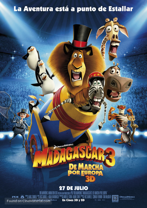 Madagascar 3: Europe&#039;s Most Wanted - Spanish Movie Poster